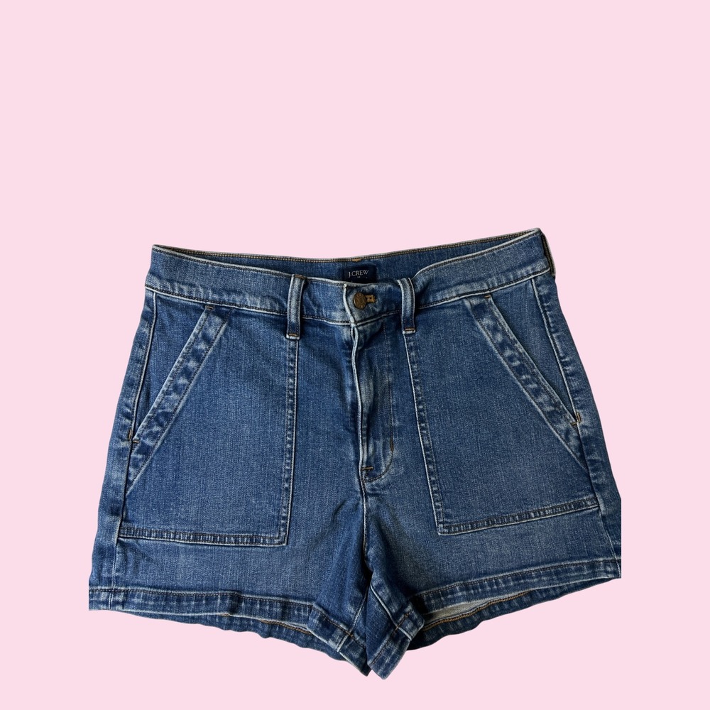 J.Crew Denim Shorts Women 29 Blue Patch Pocket Utility High Rise Stretch Denim